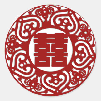 Adesivo Redondo salvar o casamento da dupla felicidade vermelha