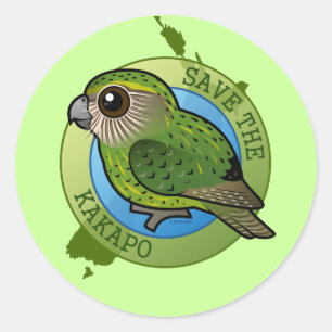 Adesivo Redondo Salvar o Kakapo