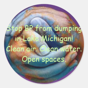 Adesivo Redondo Salvar o Lago Michigan