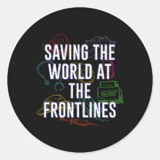 Adesivo Redondo Salvar o mundo na assistência médica de Funcionari