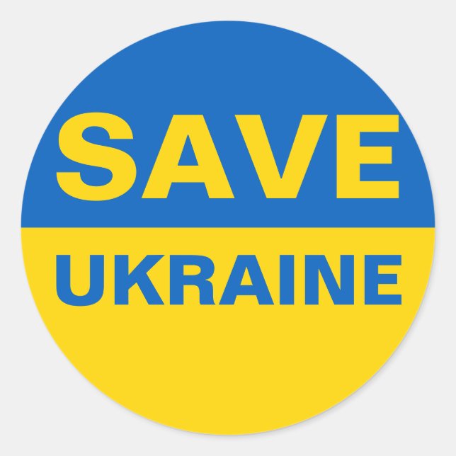 Adesivo Redondo Salvar o pavilhão ucraniano da Ucrânia (Frente)