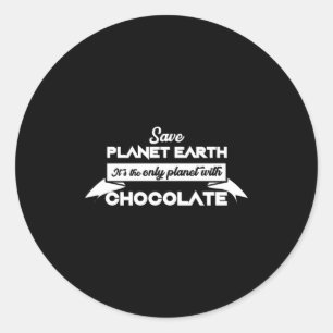 Adesivo Redondo Salvar o Planeta Terra Pelo Chocolate Divertido Am