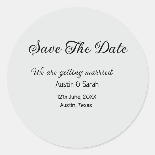 Adesivo Redondo Salvar o texto moderno do site de casamento QR da  (Frente)