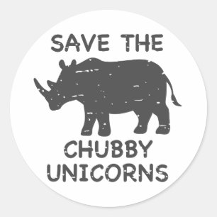 Adesivo Redondo Salvar os unicórnios chubby - Escolher cor de pla