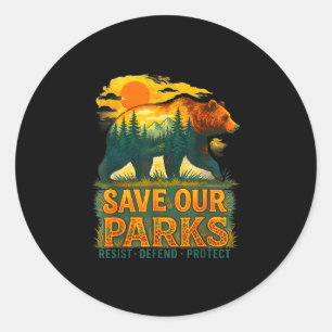Adesivo Redondo Salvar parques conservação urso natureza parque vi