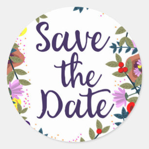 Adesivo Redondo Salve A Data Casamento Vintage Floral Recife