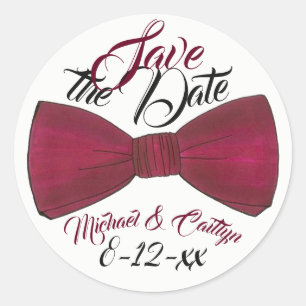 Adesivo Redondo Salve a data personalizada do Groom Bowtie