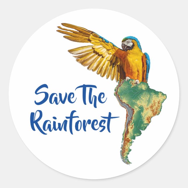 Adesivo Redondo Salve A Floresta Tropical (Frente)