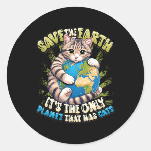 Adesivo Redondo Salve a Terra É o único planeta que tem gatos