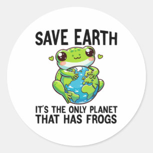 Adesivo Redondo Salve a Terra É o único planeta que tem Sapo Eart