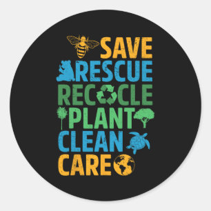 Adesivo Redondo Salve Abelhas Salvando Animais Reciclar Plastict E