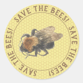 Adesivo Redondo Salve as abelhas | Vintage Honeybee & Honeycomb