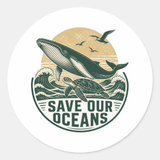 Adesivo Redondo Salve Nossos Oceanos Ambiental 