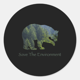 Adesivo Redondo Salve O Ambiente Silhouette Do Urso Do Ambiente