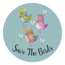 Salve o Azul Aquarela de Pássaros