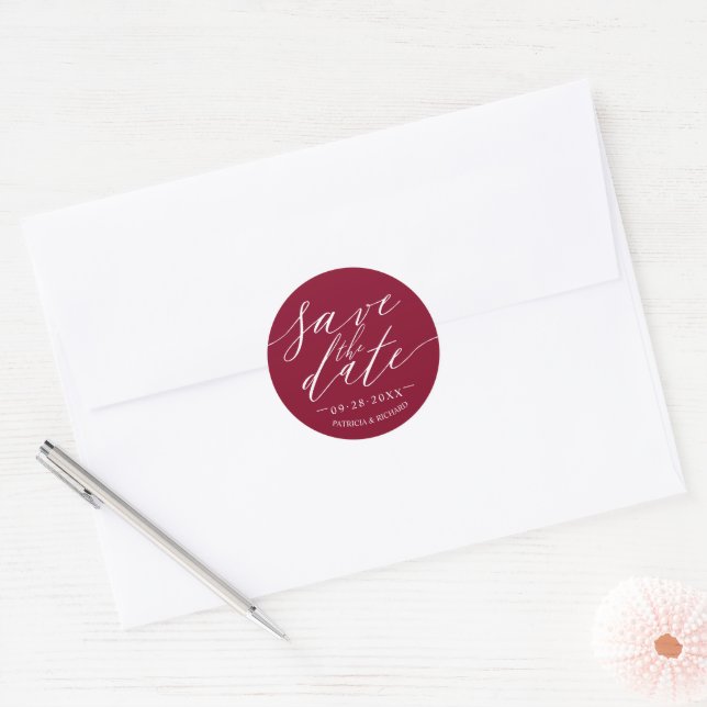 Adesivo Redondo Salve o Casamento em Chic Script (Envelope)