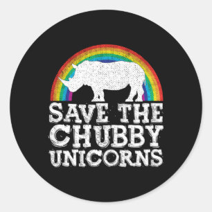 Adesivo Redondo Salve O Chubby Unicorns Rhino Conservation Rainbo