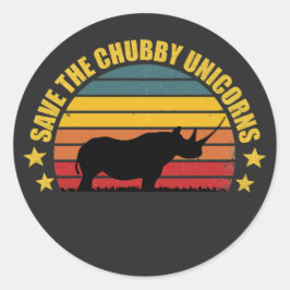 Adesivo Redondo Salve O Chubby Unicorns Vintage Engraçado Amo Rhin