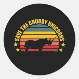 Adesivo Redondo Salve O Chubby Unicorns Vintage Engraçado Amo Rhin
