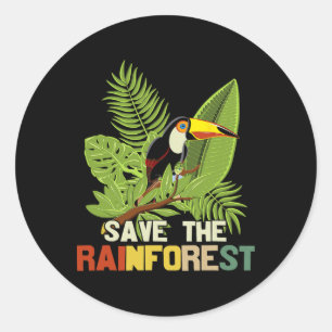 Adesivo Redondo Salve O Estilo Retroativo Do Dia Da Floresta Tropi