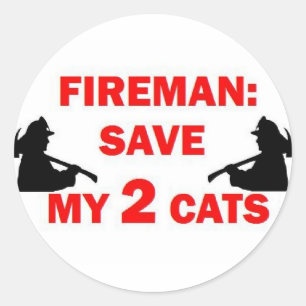Adesivo Redondo Salve o meu 2 Cats Fireman