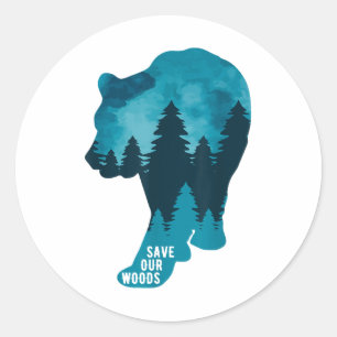 Adesivo Redondo Salve o nosso Urso de Proteção Ambiental das Flore