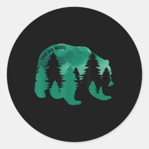 Adesivo Redondo Salve o nosso Urso de Proteção Ambiental das Flore