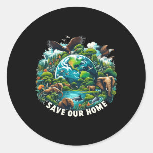 Adesivo Redondo Salve O Oceano Salve Nossa Terra, Dia Da Terra Amo