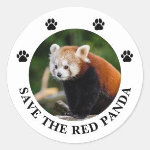 Adesivo Redondo Salve o Panda Vermelho