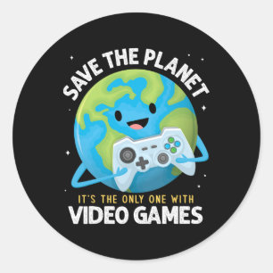 Adesivo Redondo Salve O Planeta É O Único Com Videos games