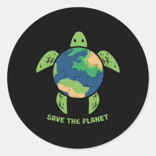 Adesivo Redondo Salve o Planeta Terra Dia Ambiente Tartaruga Recyp