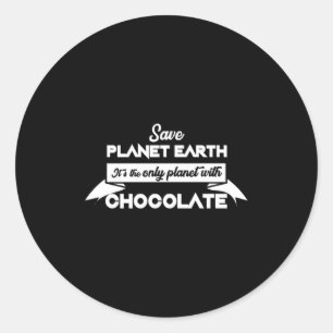 Adesivo Redondo Salve o Planeta Terra Por Chocolate Funny Dessert