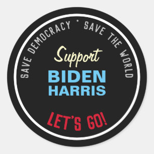 Adesivo Redondo Salve o suporte à democracia BIDEN HARRIS