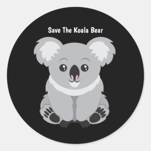 Adesivo Redondo Salve o Urso Koala