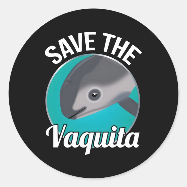 Adesivo Redondo Salve O Vaquita Rare Porpoise Cochito (Frente)
