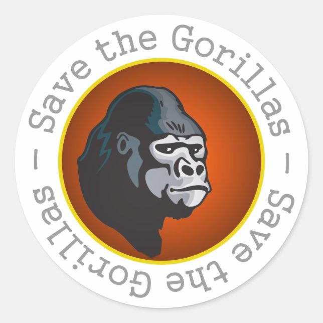 Adesivo Redondo Salve os Gorillas (Frente)