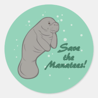 Adesivo Redondo Salve os Manatees!