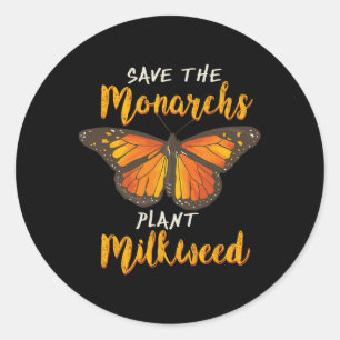 Adesivo Redondo Salve Os Monarcas Plantam Mais Borboleta Milkweed 
