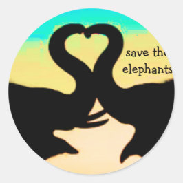 Adesivo Redondo Salve os troncos cardíacos dos Elefantes