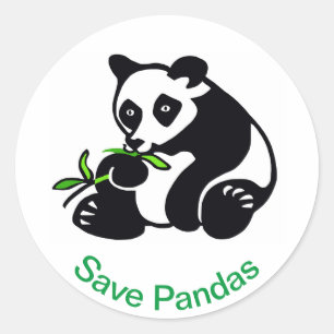 Adesivo Redondo Salve PANDAS - Animais ameaçados - Vida Selvagem -