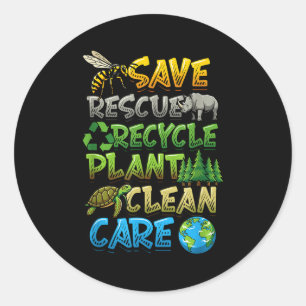Adesivo Redondo Salve resgate recicle planta limpa cuidado dia da