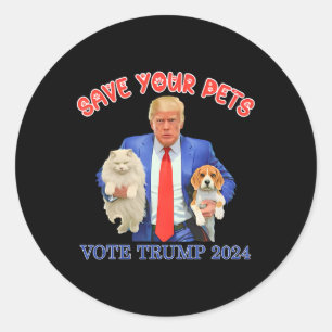 Adesivo Redondo Salve Seus Animais Vote Em Trump Eleição EUA Citaç