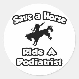 Adesivo Redondo Salve um Cavalo. Montar um Podiatra