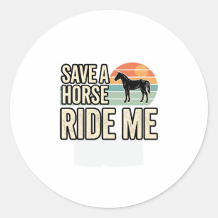 Adesivo Redondo Salve um Cavalo Monte em Mim Camisa Vintage Wester