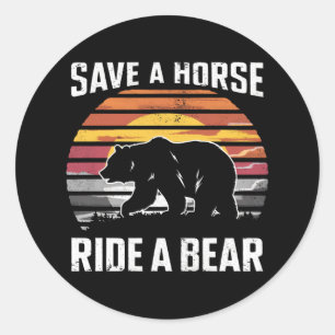 Adesivo Redondo Salve Um Cavalo Monte Um Urso Comunidade de ursos