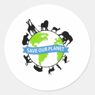 Adesivo Redondo Salvem o nosso planeta Dia da Terra Bonito Homens