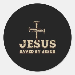 Adesivo Redondo Salvo pela Cruz de Jesus Cristão Religioso Deus Je