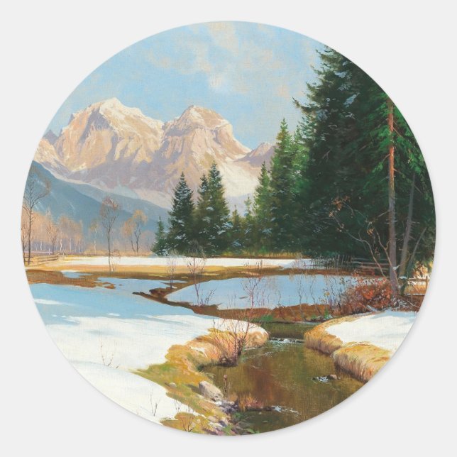 Adesivo Redondo Salzburger Alps-View, Winter (Frente)