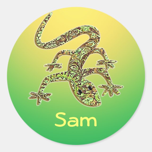 Adesivo Redondo Sam Gecko / Salamander / Lizard Stickers (Frente)