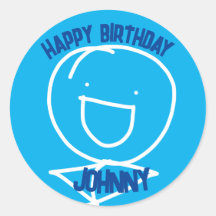 Sam Stickman Birthday ClassRound Sticker